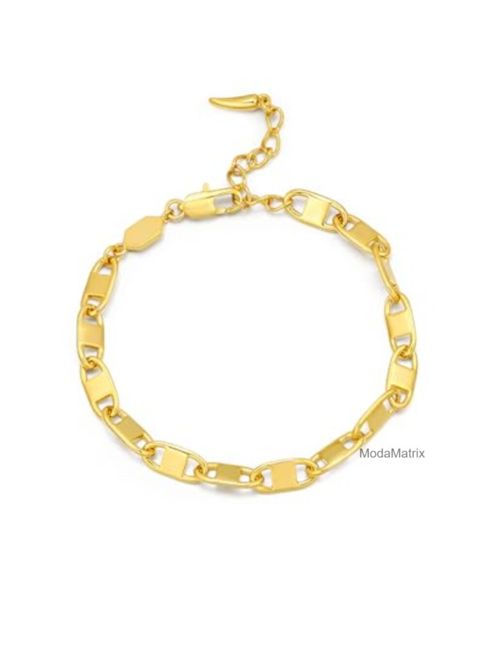 18K Gold Plated Adjustable Textured Ribbed Infinity Link Chain Bracelet